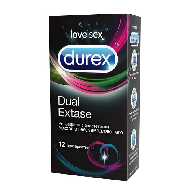 Презервативы Durex Dual Extase - пролонгирующие